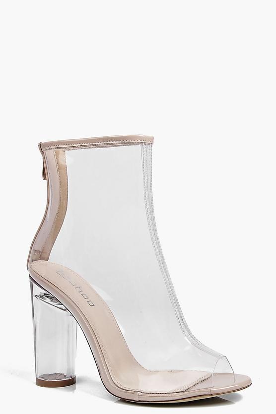 Lena Peeptoe Clear Heel Shoe Boot